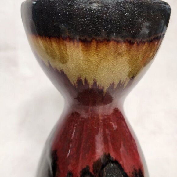3 Pier 1 Imports 8.5"/11.5" Pillar Candle Holder Glaze Ceramic Gold Brwn Red Blk - Picture 14 of 14